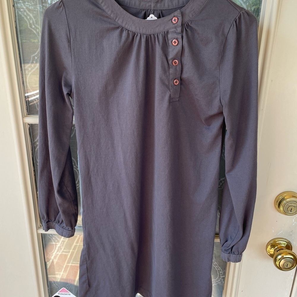Madras by APC XS Gray Tunic Blouse Button Detail Minimalist 3/4 Sleeve 🌫️